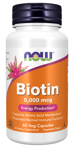 NOW Foods Biotin 5000 mcg 60 Veg Capsules