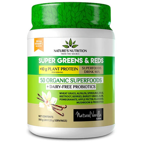 Nature's Nutrition Super Greens & Reds - Natural Vanilla Flavour